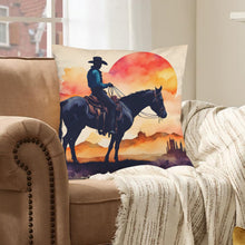 Load image into Gallery viewer, Baha Ranch Velvety Soft Watercolor Desert Cowboy Pillow Cover Made in America