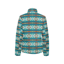 Load image into Gallery viewer, Teal Aztec Women's Puffy Bomber Jacket