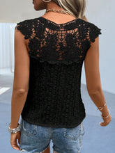 Load image into Gallery viewer, Cutout Lace Detail Notched Blouse