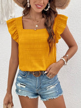 Load image into Gallery viewer, Ruffled Square Neck Cap Sleeve Blouse