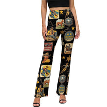 Load image into Gallery viewer, Vintage Cowboy Collage Western Flare Pants