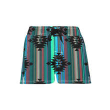 Load image into Gallery viewer, Women's Turquoise Aztec Beach Board Shorts