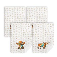 Load image into Gallery viewer, Set of 4 Minimalistic Cowboy Western Cattle Brands Kitchen Towels Made in America