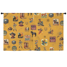 Load image into Gallery viewer, Vintage Cowboy Collage Western Curtains 52" x 63" Made in America