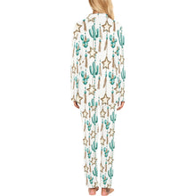 Load image into Gallery viewer, Turquoise Christmas Cactus Women's Western Pajamas