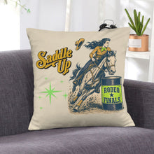 Load image into Gallery viewer, Baha Ranch Velvety Soft The Last Roundup Barrel Racer Throw Pillow Cover Made in America Custom Pillow Case 18x18inch | Ships from USA