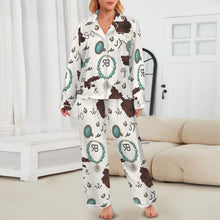 Load image into Gallery viewer, Brands & Turquoise Cowgirl Christmas Western Cowprint Satin Pajamas