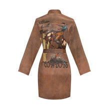 Load image into Gallery viewer, Them Cowboys Western Women's Long Sleeve Belted Satin Feel Dressing Lounge Robe