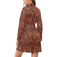 Load image into Gallery viewer, Tooled Leather Print Women's Long Sleeve Belted Satin Feel Dressing Lounge Robe