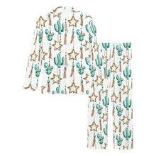 Load image into Gallery viewer, Turquoise Christmas Cactus Women's Western Pajamas
