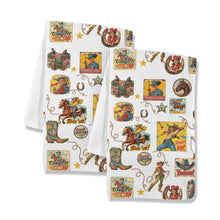 Load image into Gallery viewer, Vintage Cowgirl Collage Dish Towels Set of 2 Made in America