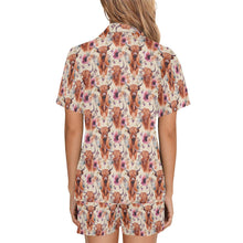 Load image into Gallery viewer, Highland Cow Floral Women's Western Pajama Set