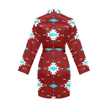 Load image into Gallery viewer, Burgandy Aztec Women's Belted Satin Feel Dressing Lounge Robe