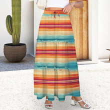 Load image into Gallery viewer, Colores De Mexico Southwest Serape Tiered Prairie Maxi Skirt