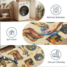 Load image into Gallery viewer, Baha Ranch Vintage Cowboy Collage Rug Runner Indoor 60" x 22" Made in America