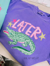 Load image into Gallery viewer, Later While Gator Graphic Tee – Purple Comfort Colors Southern Preppy Alligator Shirt