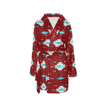 Load image into Gallery viewer, Burgundy Aztec Women's Western Bath Robe