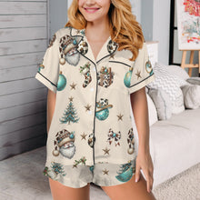 Load image into Gallery viewer, Country Cow Print Christmas Satin Short Pajama Sets
