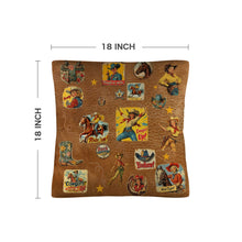 Load image into Gallery viewer, Vintage Cowgirl Collage Square Pillow Case 18x18 Made in America