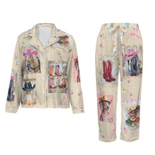 Load image into Gallery viewer, Danilo Painted Cowgirl Satin Long Pajamas
