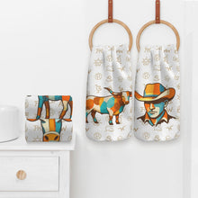 Load image into Gallery viewer, Set of 4 Minimalistic Cowboy Western Cattle Brands Kitchen Towels Made in America