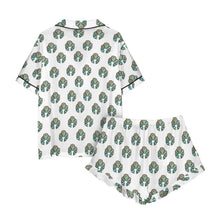 Load image into Gallery viewer, Turquoise Naja White Satin Ruffle Pajama Set