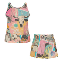 Load image into Gallery viewer, Baha Ranch Pop Western Collage Pajama Lounge Tank Shorts Set Made in America