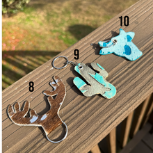 Load image into Gallery viewer, Genuine Hair-On-Hide Keychain – Single-Sided Cowhide Shapes