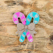 Load image into Gallery viewer, Christmas Candy Canes with a Bow Car Freshie