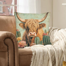 Load image into Gallery viewer, Baha Ranch Cactus Highland Velvety Soft Throw Pillow Case Made in America