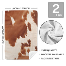 Load image into Gallery viewer, Cow Print Set of 2 Dish Towels made in America Kitchen Towels