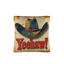 Load image into Gallery viewer, Vintage Western Yeehaw Throw Pillow Case 18 x 18 Made in America