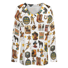 Load image into Gallery viewer, Baha Ranch Long Sleeve Vintage Cowboy Collage Top