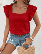 Load image into Gallery viewer, Ruffled Square Neck Cap Sleeve Blouse
