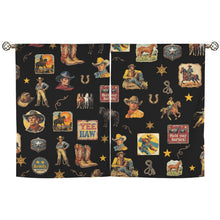 Load image into Gallery viewer, Vintage Cowboy Collage Western Curtains 28" x 40" Made in America