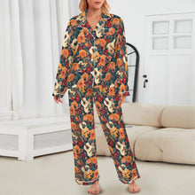 Load image into Gallery viewer, Colores De Mexico Roses & Guitars Satin Pajamas