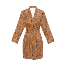 Load image into Gallery viewer, Tooled Leather Print Bronc Women's Long Sleeve Belted Satin Feel Dressing Lounge Robe