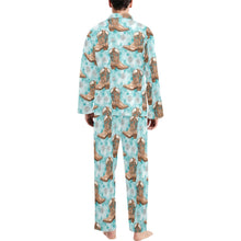 Load image into Gallery viewer, Turquoise Christmas Boots Men's Western Pajamas