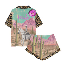 Load image into Gallery viewer, Baha Ranch Retro Pop Western Leopard Desert Cowgirl Satin Pajamas