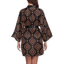 Load image into Gallery viewer, Brown Black Aztec Women's Lounge Kimono Robe