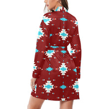 Load image into Gallery viewer, Burgandy Aztec Women's Belted Satin Feel Dressing Lounge Robe