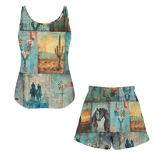 Load image into Gallery viewer, Baha Ranch Turquoise Dreams Pajama Lounge Tank Shorts Lounge Set Made in America