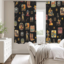Load image into Gallery viewer, Vintage Cowboy Collage Western Curtains 52" x 63" Made in America