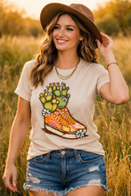 Load image into Gallery viewer, Cactus Cowgirl Sneakers Graphic Long Sleeve on Gildan Softstyle Natural Shirt – Graphic Tee, Long Sleeve & Crewneck.