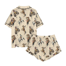 Load image into Gallery viewer, Vintage Cowgirl Satin Ruffle Western Pajama Set