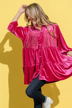 Load image into Gallery viewer, And The Why Fringe Detailed Velvet Shirt Dress