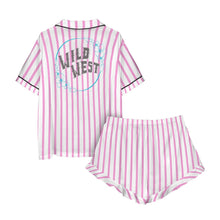 Load image into Gallery viewer, Baha Ranch Retro Pop Western Wild West Pink Pin Stripe Satin Pajamas