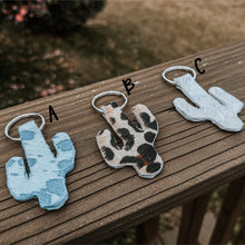 Load image into Gallery viewer, Double-Sided Genuine Hair-On-Hide Cactus Keychain – Speckled Cowhide