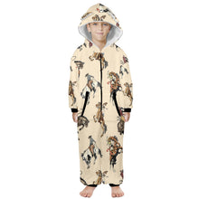 Load image into Gallery viewer, Vintage Cowgirl Big Kid Hooded Onesie Pajamas