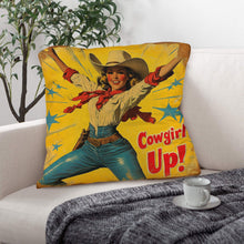 Load image into Gallery viewer, Vintage Cowgirl Up Throw Pillow Case 18 x 18 Made in America